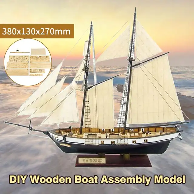 New DIY Ship Model Kit Wood Sail Boat 1:30 Scale Bus Educational Toy Kids Gift