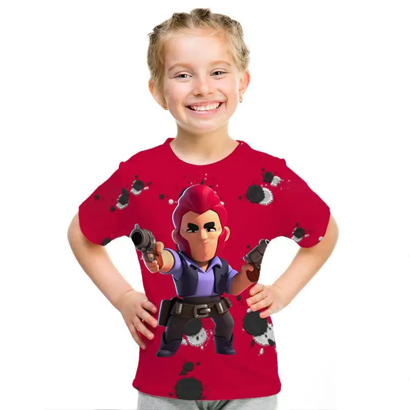 В году, новая летняя детская футболка с изображением стрельбы Мужская футболка с 3D принтом футболка с короткими рукавами и героями мультфильмов для мальчиков и девочек детская одежда