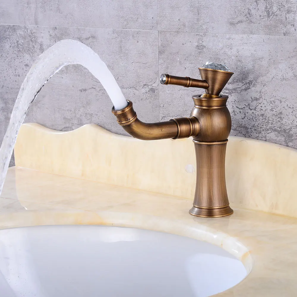 

Full Copper To Fake Something Antique Basin Water Tap European Rotating Water Tap Shower Room Off The Stage Basin Hot And Cold