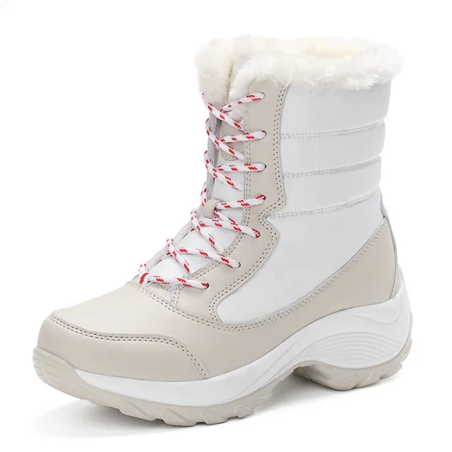 Winter shoes female snow boots platform boots comfortable warm white booties - Цвет: 2