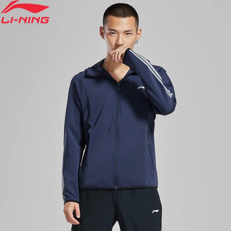 Li-Ning мужской тренировочный свитер из 91% полиэстера и 9% спандекса, удобная спортивная верхняя одежда с подкладкой AWDN345 CJAS18