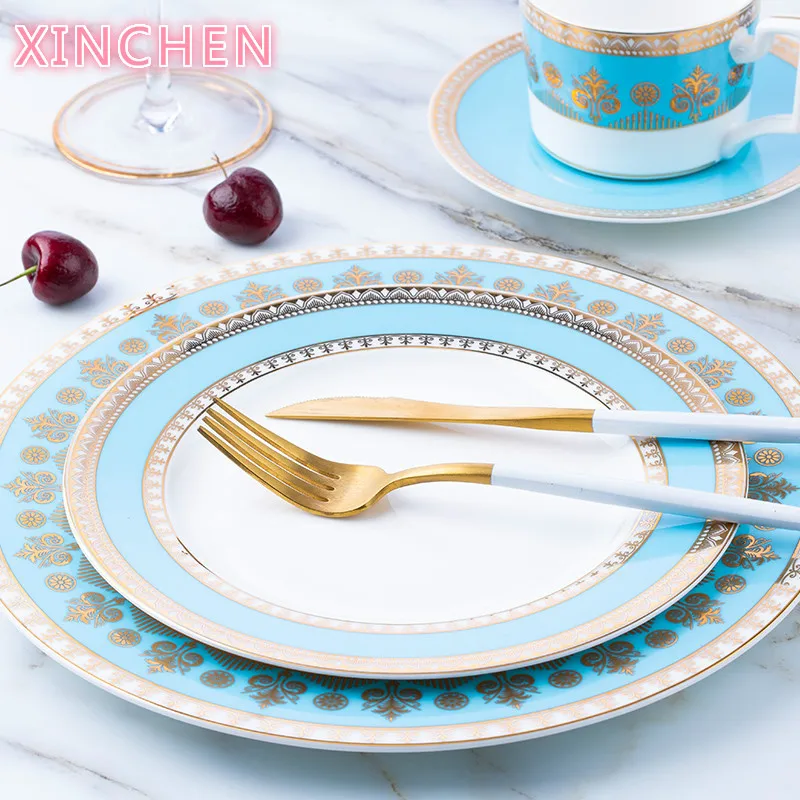 

Kelan Bone China Knife and Fork Plate European Ceramic Western Food Tableware Set Creative Phnom Penh Household Phnom Penh