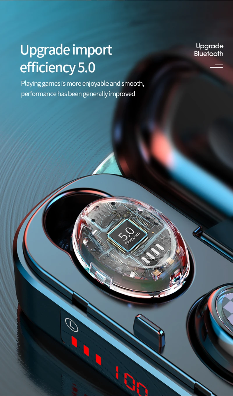 Aoogoor V7 TWS Wireless Bluetooth Earphones Bluetooth 5 0 Headphones Sports Waterproof Headset Gaming Headphone