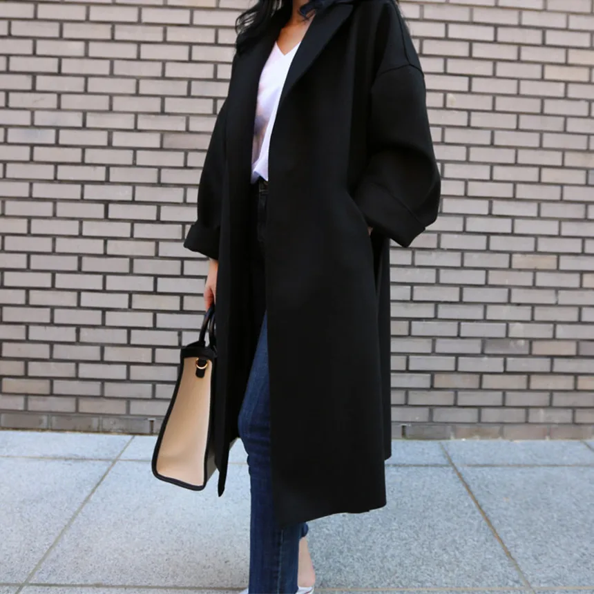 Тренч, женский, средней длины,, популярный, осенний, зимний, стиль, элегантный, модный, приталенный, облегающий, на каждый день, костюм с воротником