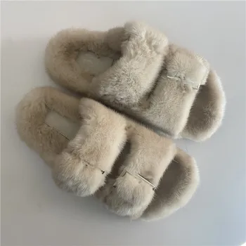 Fur Women's Slippers In Winter 2021 Real Mink Shoes Flat Bottomed Home Women'S Plush Shoes Casual Shoes 6