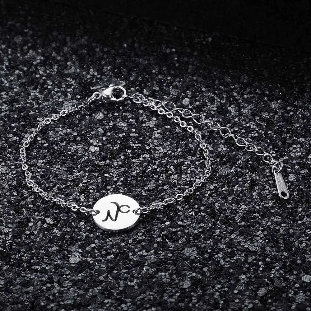 12 Constellation Zodiac Charm Bracelet for Women Female Stainless Steel High Polish Charms Bracelets - Окраска металла: JN009-10
