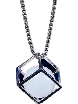 

New S925 Silver Inlay Natural Hetian White Jade Rubik's Cube Pendant with Certificate