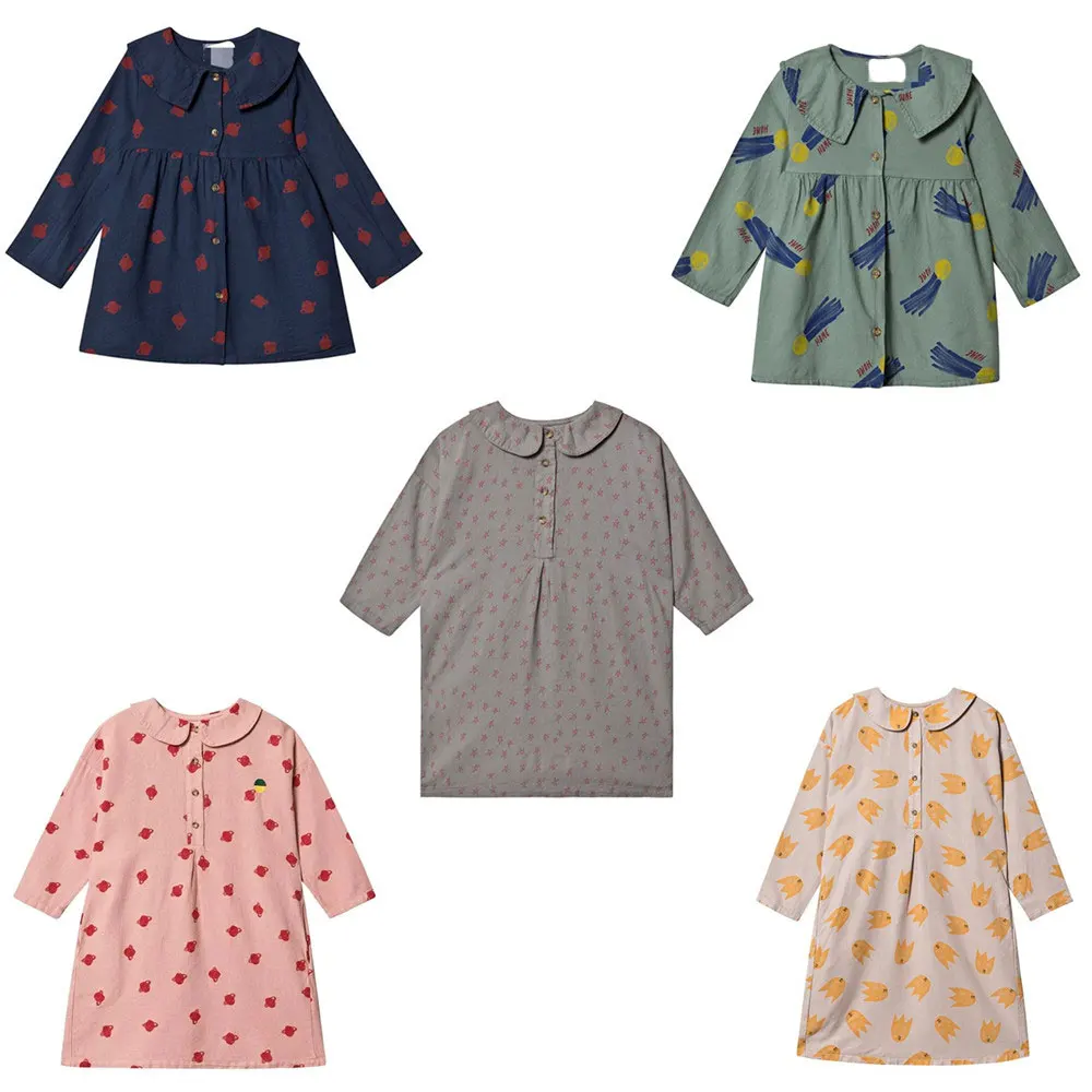 

IN STOCK 2019 Autumn and Winter New Bo KIDS with The Series of Girls Dress Children's Printed Princess Dress