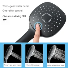 3 Modes ABS Round Chrome Water-Saving Nozzle Shower Head Rainfall Bathroom Bath Faucet Wall Mounted Adjustable Black Shower