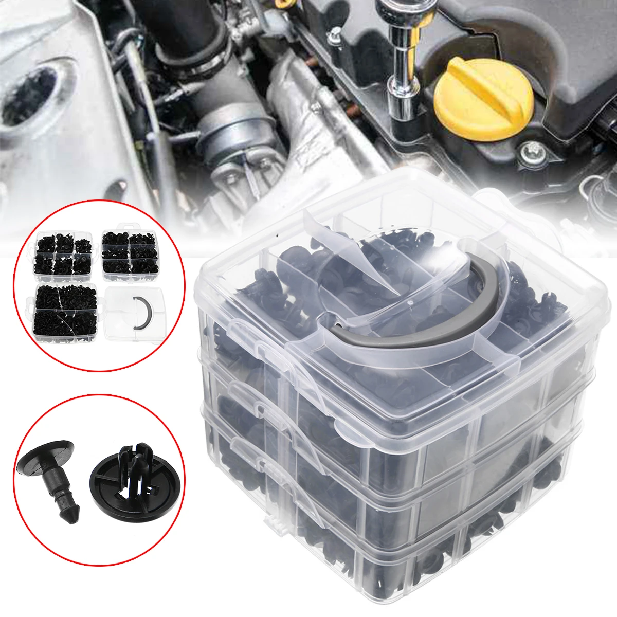 

620pcs/set Plastic Car Push Rivet Clip Bumper Door Trim Install Retainer Fastener 16size Clips Kit with Box