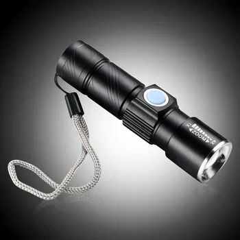 

1pc Q5 LED Mini Flashlight Torch Light USB Charging Zoomable 3-Modes Search Lamp