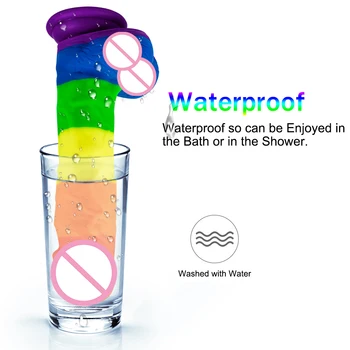 Rainbow Dildos Big Realistic Dildo Masturbator Clitoris Stimulator Huge Silicone Penis Sex Toys for Females Erotic for Adults 5