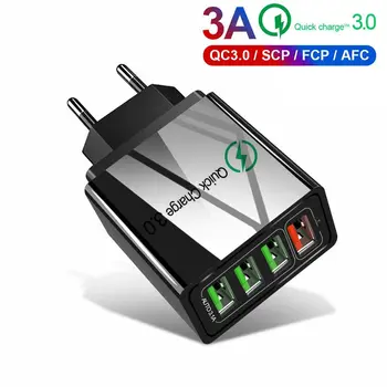 

Nohon 4 USB Charger for iPhone 11 Pro Max XS Fast Charger QC Quick Charge 3.0 for Samsung Xiaomi Huawei Mobile Phone Cargador