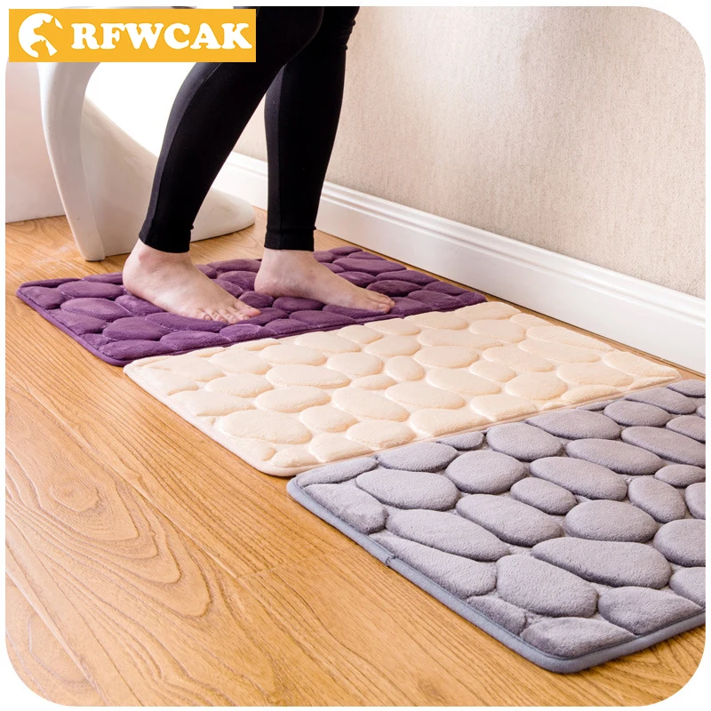 Rfwcak Coral Fleece Badkamer Memory Foam Tapijt Kit Wc Patroon Bad Antislip Matten Vloer Tapijt Set Matras Voor badkamer Decor