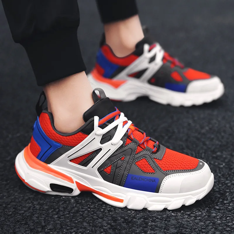 

M- Brand spring new men's trend thick-soled casual color matching tie personality increase height outdoor street men's shoes