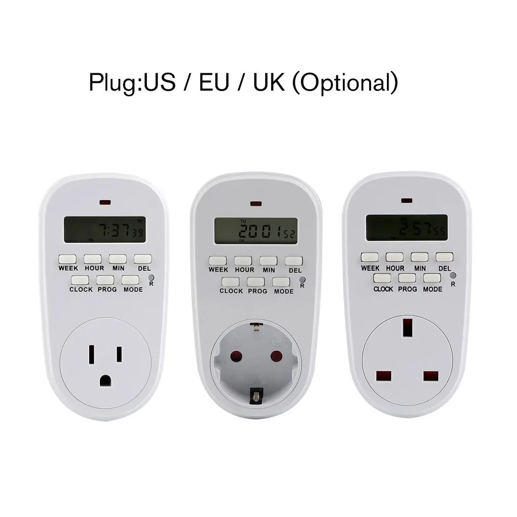 

Programmable Weekly Digital Smart Timer Switch Outlet Plug Timing Socket Countdown 15A for Kitchen Battery Car