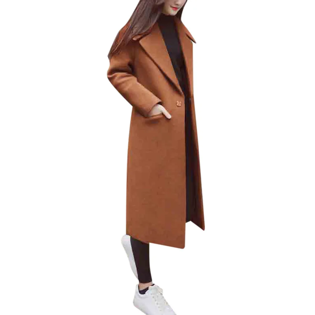 Модный Тренч для женщин, длинное зимнее пальто для женщин, одежда больших размеров, шерстяное пальто с лацканами, feminino abrigos mujer invierno
