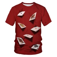 Playing cards 3D printing men's and women's fashion red T-shirt poker harajuku street clothing kids boys comfortable t shirt