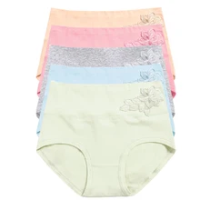 LANGSHA 5 шт./лот, женские трусики, высокая талия, нижнее бельё из чистого хлопка с милым принтом, бесшовные трусы, женские трусы для похудения, большие размеры XL