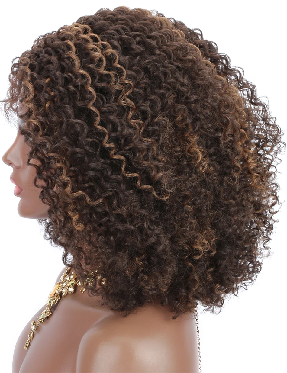 Kaylss 8 дюймов Короткие парики афро кудрявый парик синтетические парики на кружеве для черных женщин средняя часть короткие парики на кружеве