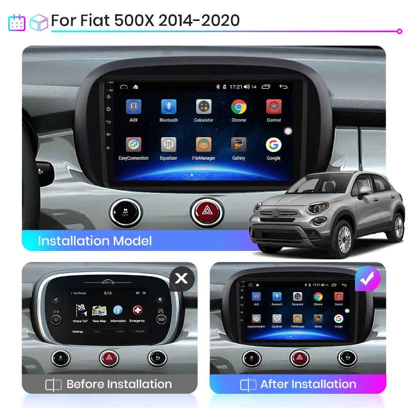 Junsun V1 Android 10.0 DSP CarPlay Car Radio Multimedia Video Player Auto Stereo GPS For Fiat 500X 2014 - 2020 2 din dvd