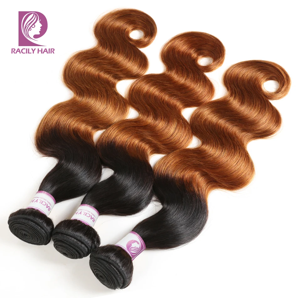 1/3/4Pcs Ombre Bundles 1B/30 Remy Body Wave Bundles Brazilian Hair Weave Bundles Colored Brown Human Hair Extensions Racily Hair 1/3/4Pcs Ombre Bundles 1B/30 Remy Body Wave Bundles Brazilian Hair Weave Bundles Colored Brown Human Hair Extensions Racily Hair