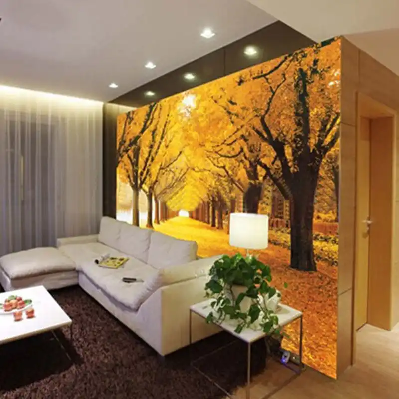 Custom Wallpaper 3d Golden Maple Forest Photo Wall Murals Living