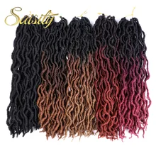 Saisity 18 дюймов 24 пряди Синтетические Ombre Faux locs кудряшки для наращивания мягкие вязанные крючком косички для наращивания волос