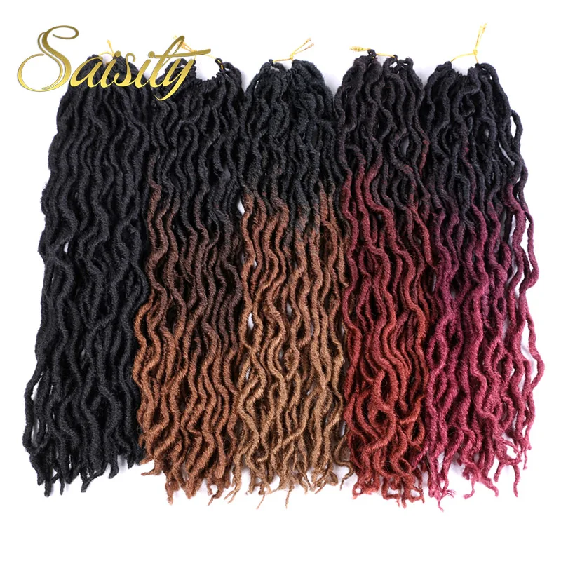Saisity 18 дюймов 24 пряди Синтетические Ombre Faux locs кудряшки для наращивания мягкие