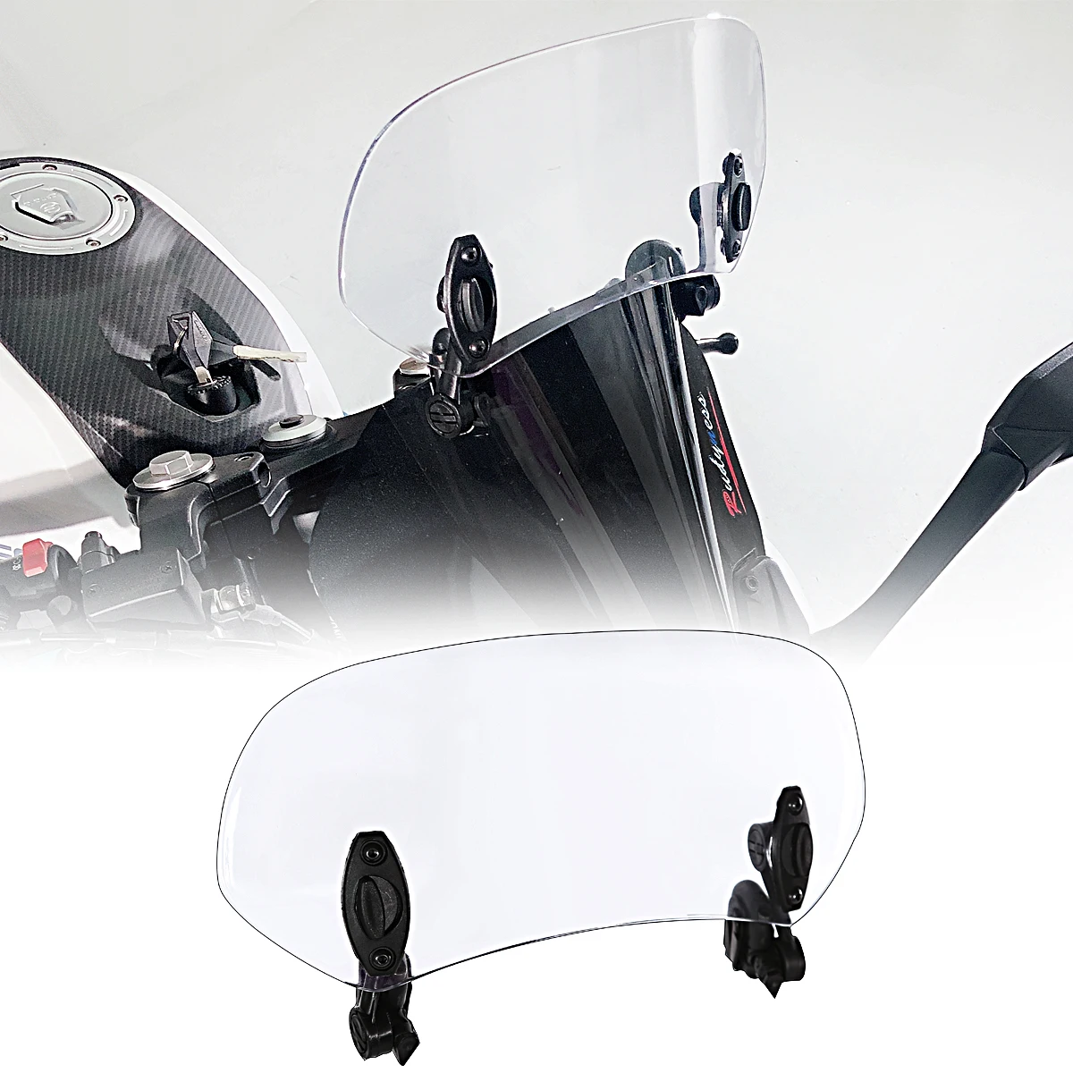 Universal Motorcycle Wind Screen Reducer Universal Motorcycle Windshield  Spoiler - Adjustable Plastic Wind Screen Deflector For Better Riding  Comfort Universal Bike Windscreen, image size:1200x1200
