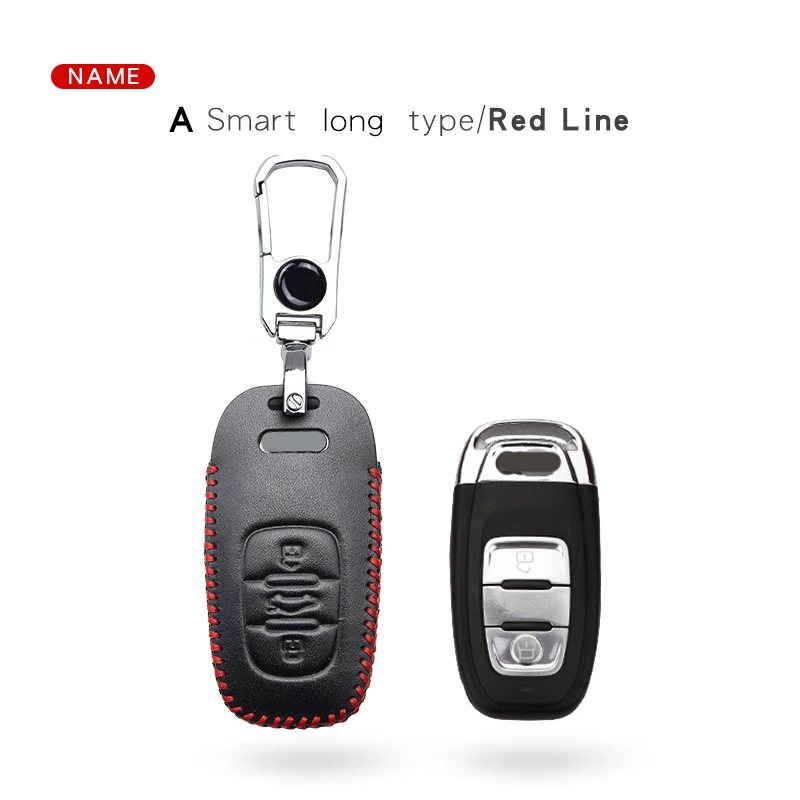 XK003-smart-redline Кожаный чехол для автомобильных ключей, крышка чехол для Audi C6 A7 A8 R8 A1 A3 A4 A5 Q7 A6 C5 A4L B5 B6 B7 B8 B9 A6L Q3 Q5 Q7 S5 S7 RS3 TT Q5L S4 8 Вт TTS - Название цвета: XK003-smart-redline