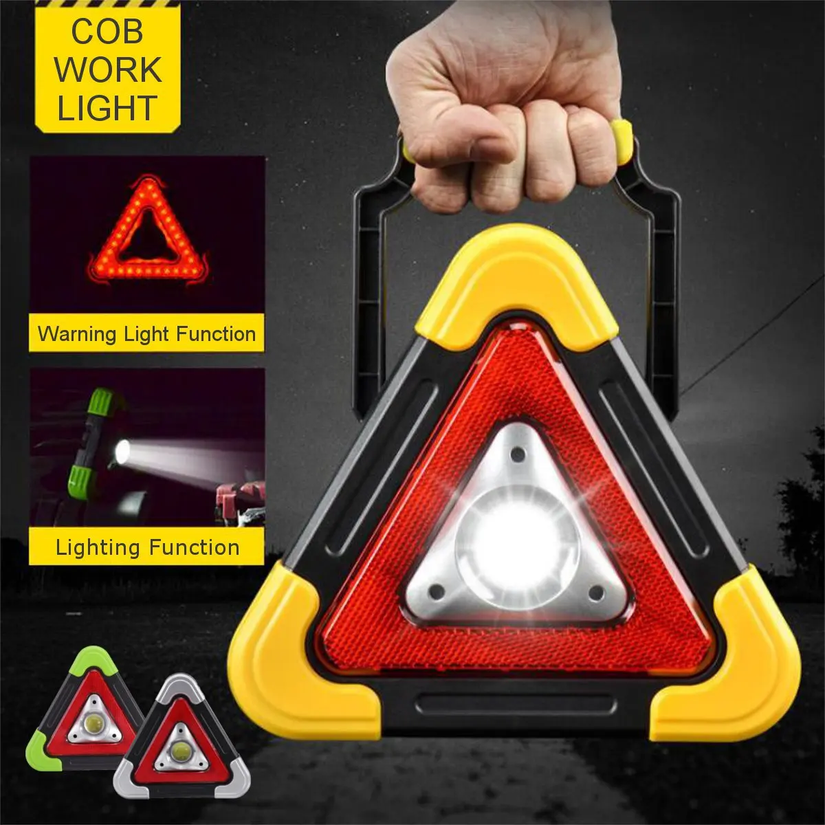 

Portable Flood Lamp COB Work Light Rechargeable Triangle Emergency Warning Traffic Light Spotlight Outdoor Camping Solar Lamps