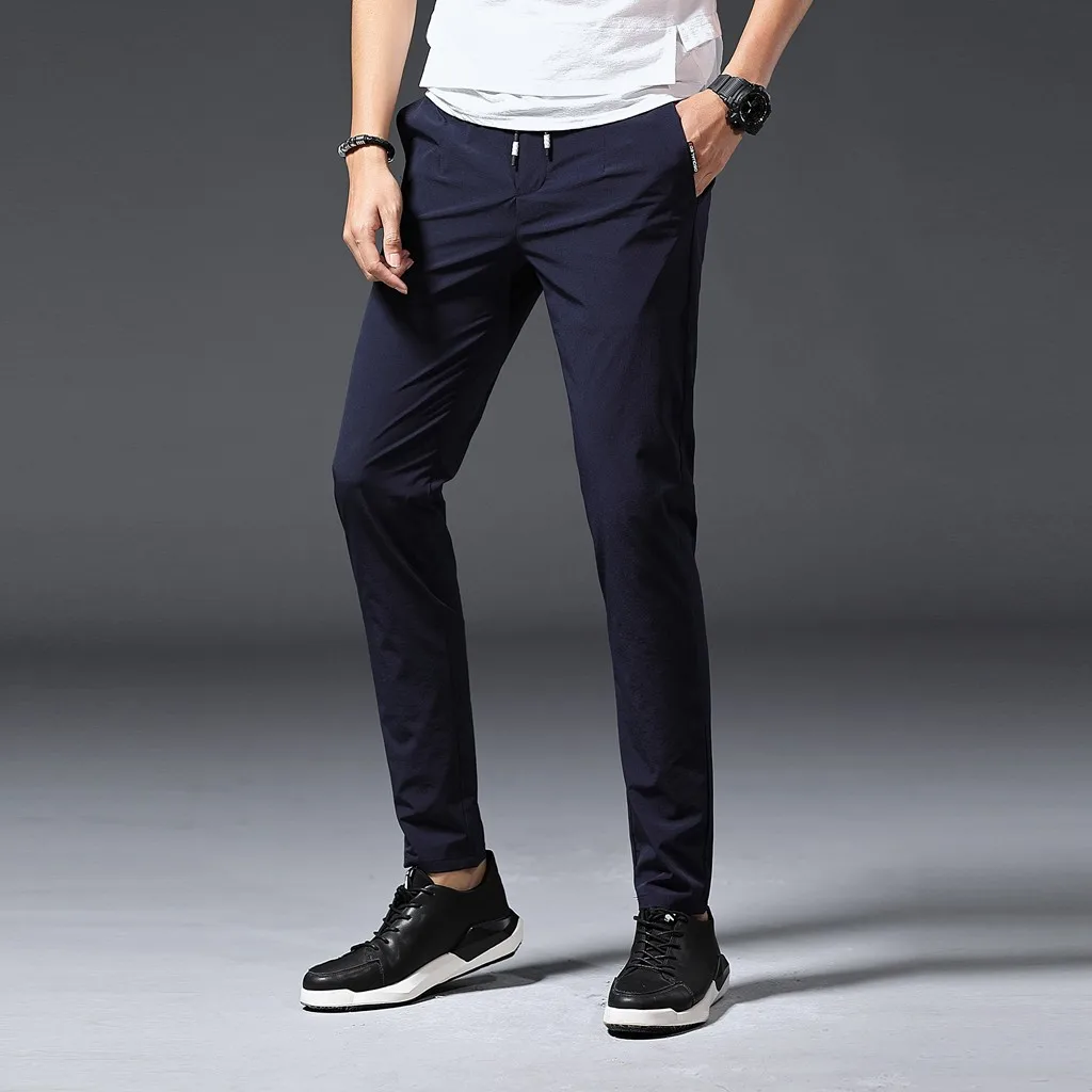 Vogue Jogger мужские новые стильные модные однотонные повседневные Прямые тактические штаны с завязками длинные брюки