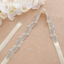 Mecresh ручной работы геометрический свадебный пояс для женщин платье серебряный цвет горный хрусталь лист цвета слоновой кости розовый черный Свадебный ремень MYD038