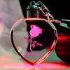 Rose Flower LED Light Keychain Luminous Fairy Crystal Keychains Colorful Rose Heart Key Chains Rings For Valentine's Day Gift 1
