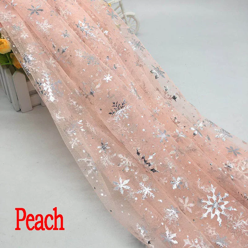 150*100cm Snowflake Tulle Rainbow Silver Snow Star DIY Handmade Fabric for Baby Dress Wedding Birthday Bouquet Supplies