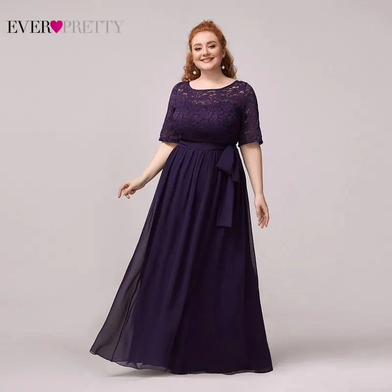 Фиолетовые платья для матери невесты размера плюс Ever Pretty EZ07624NB