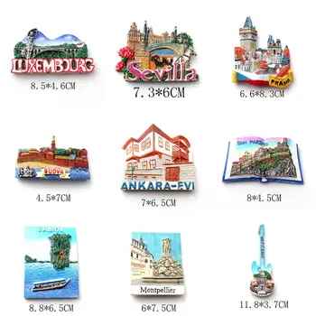 

Handmade Resin Fridge Magnet Sevilla Budva Praha San marino Travel Souvenir Refrigerator Magnetic Sticker Craft Home