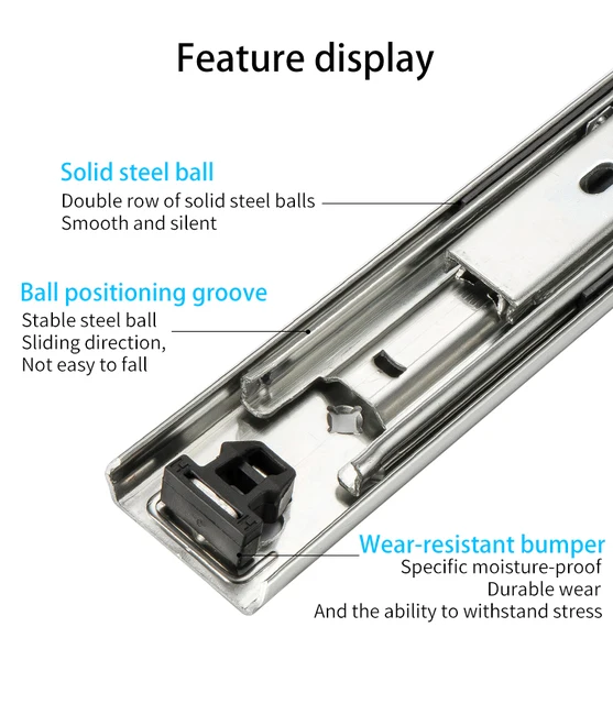 ロック付き引き出しランナー 1000mm 1200mm 1400mm 1500mm フルエクステンションボールベアリング引き出しスラ 引き出しランナー、キャビネットスライド、高耐久引き出しスライドフルエクステンション引き出しスライドレールボールベアリングヘビーデュー  フルエクステンション引き出しスライド、キャビネット引き出しランナーキット、最大荷重: 80kg(35.5cm/15.2in) VD2053 産業 ...