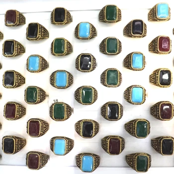 

Antique Gold Color Ring Archaic Chinese Style Square Rings 50pcs/lot