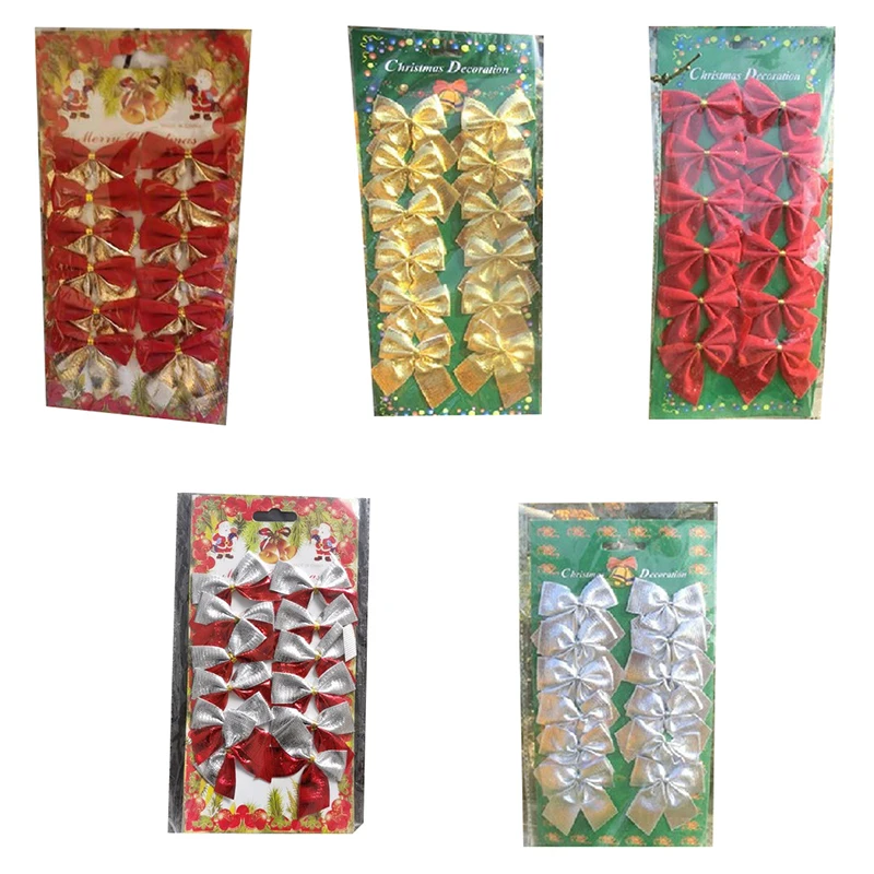 12Pcs Christmas Bow Tie Ornaments Christmas Tree Pendants Tree Decoration Baubles 2022 New Year Christmas Home Decorations