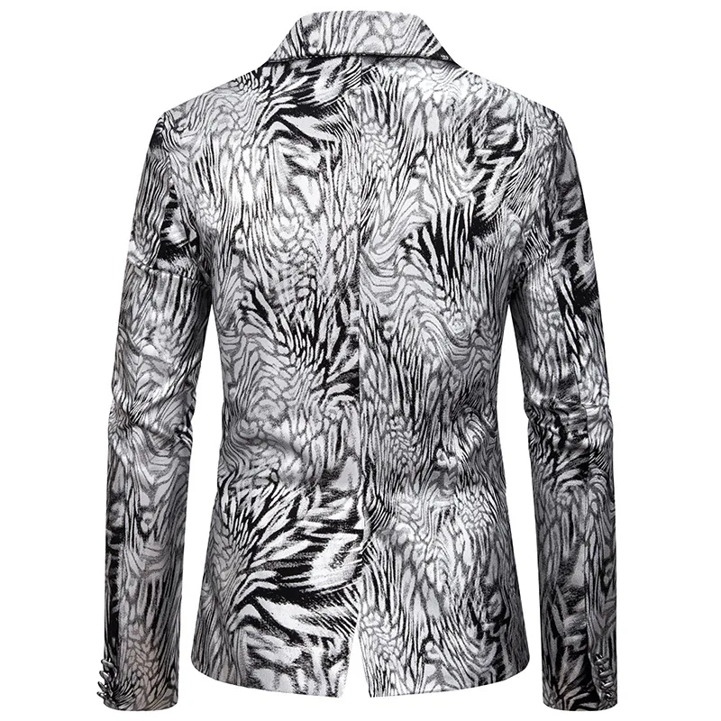 Мужской костюм slim fit модный змеиный принт Золотое Тиснение костюм платье представление пальто