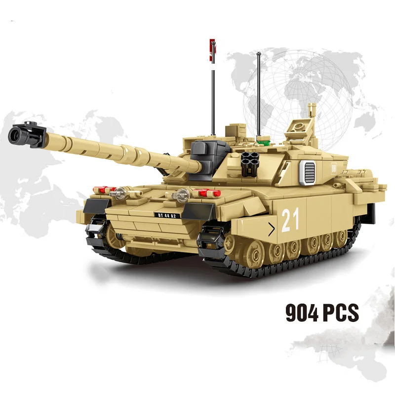 Military Series WW2 Army Challenger 2 main battle tank Weapon Accessories DIY model Building blocks Toys Gifts | Игрушки и хобби