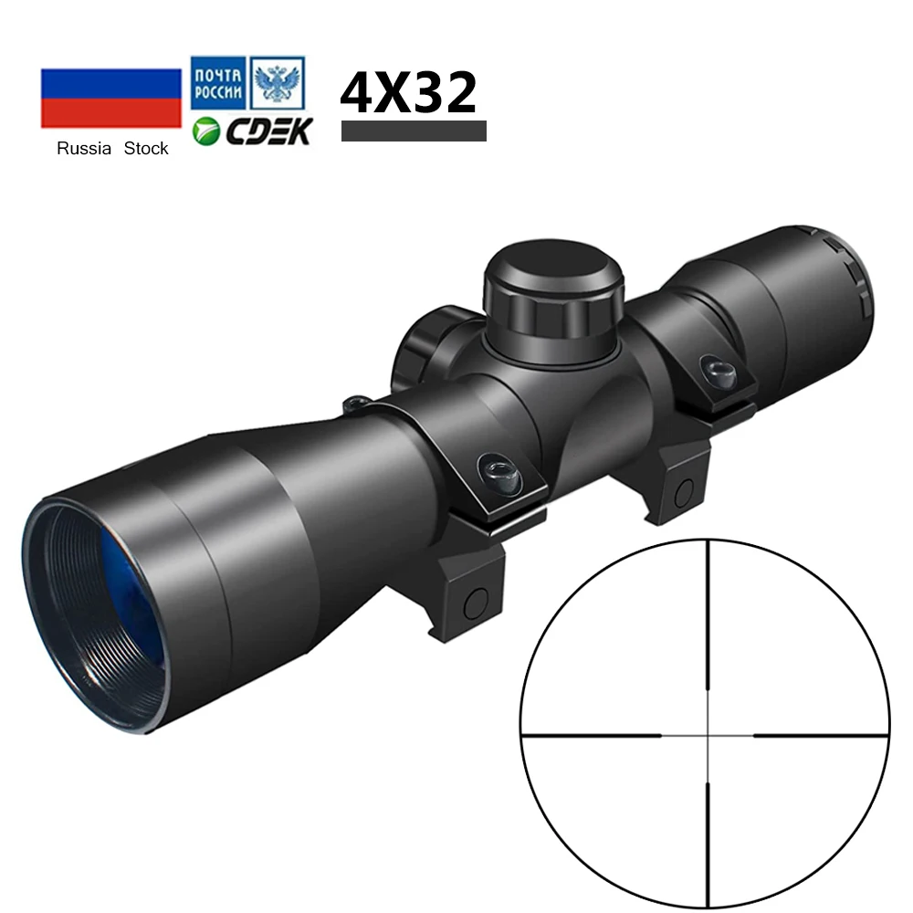 4X32 Optics Rifle Sight Hunting Weapon Riflescope Airsoft Gun Scope for AK 47 Shooting | Спорт и развлечения