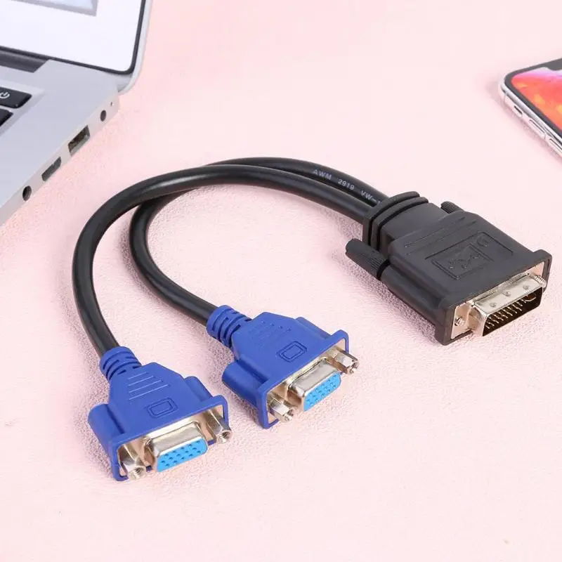 DVI I 24 + 5 штифтов Мужской до 2/два разъема VGA Женский монитор адаптер y разветвитель