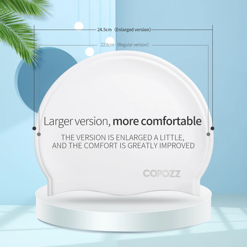COPOZZ Women Men Silicone Swim Pool Hat Ear Protect Long Hair Large Swim Cap Adults Professional Sports Waterproof Swimming Cap 4