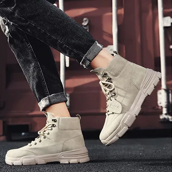 

Men Ankle Boots Leather Sneakers Male Shoes Casual Sneakers High Top Shoes Men Sport Shoes Vulcanize Shoes