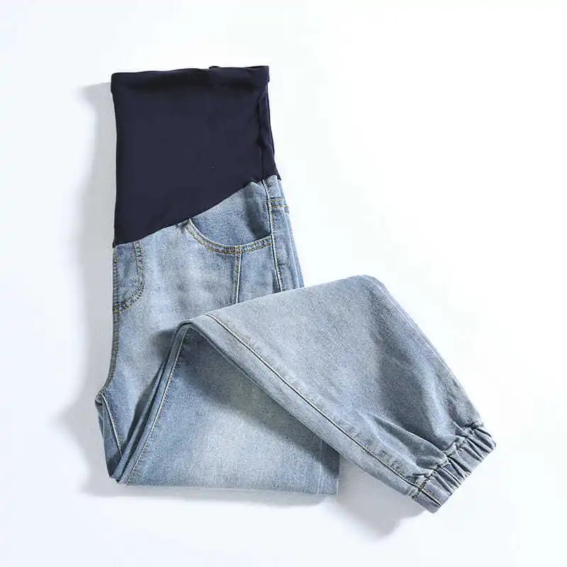 Pantalon de maternité pour femmes enceintes vêtements grossesse Jean pantalon pour grande taille taille réglable Denim ventre Jean pantalon automne ► Photo 1/6