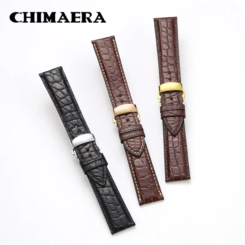 Часы с крокодиловым ремешком CHIMAERA 18 мм 19 20 21 22 кожаный ремешок пряжкой-бабочкой |