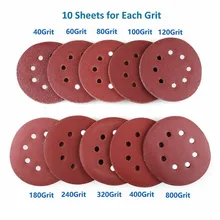 

100Pcs 5in 8Hole 40-800Grit Round Sandpaper Hook Loop Sanding Paper Sandpaper For Surface Smoothening And Sanding
